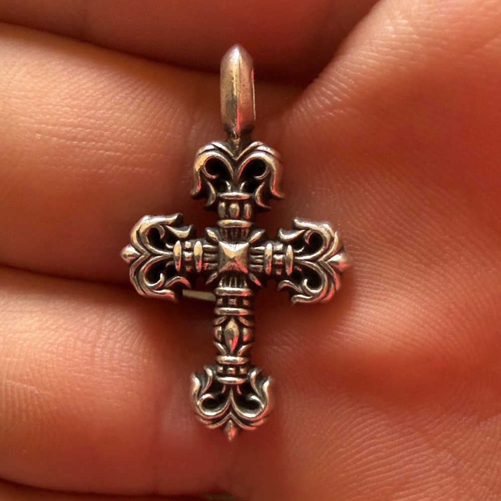 Chrome Hearts Intricate Silver Cross Pendant